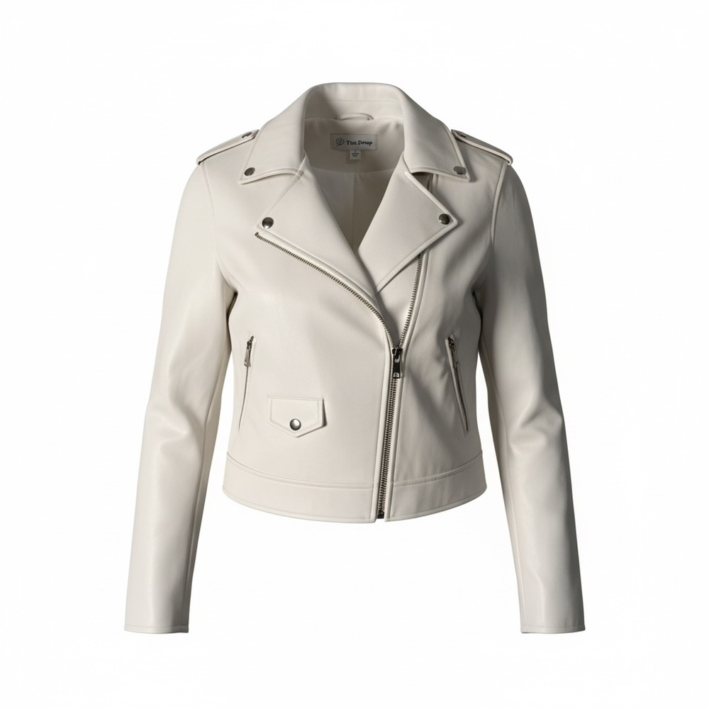 The Drop Faux Leather Moto Jacket SZ Large